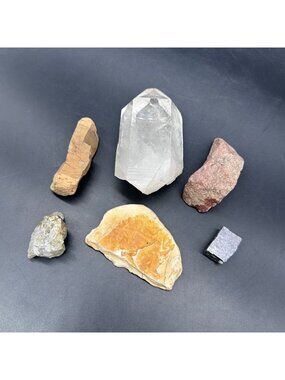 Vintage Rocks Mixed Stones Lot of Six Decorative Display Crystal Paperweights